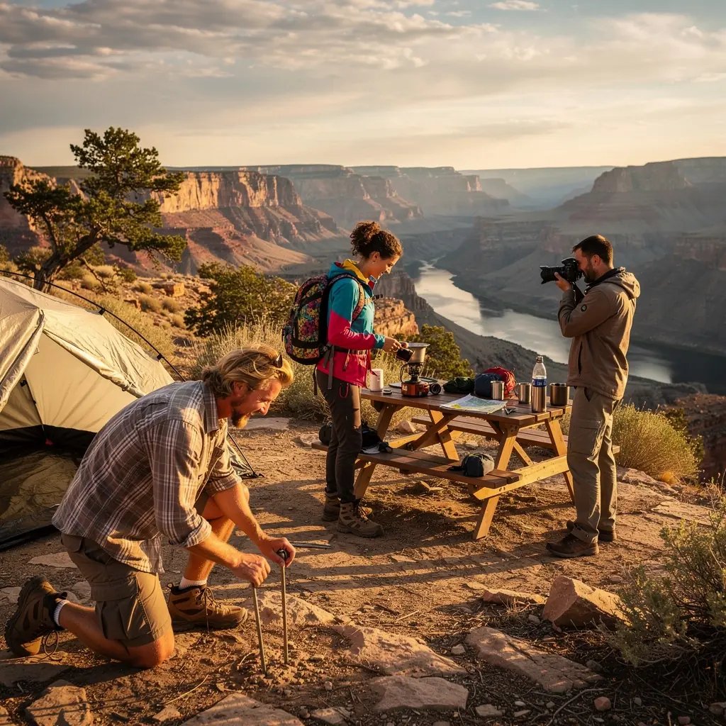 Заснеженные леса и горные вершины на фоне яркого голубого неба.