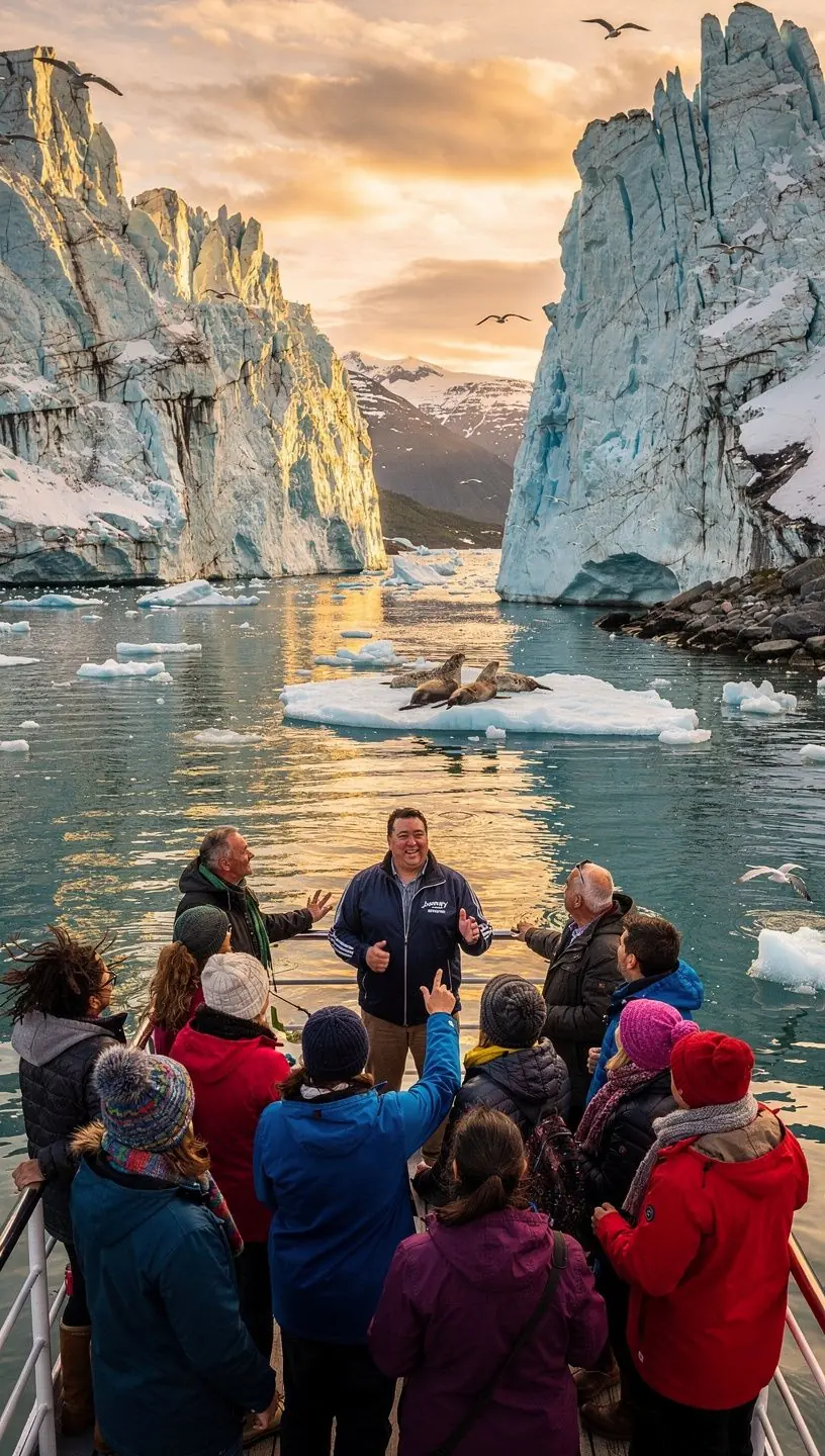 Фотография белого медведя, исследующего берега ледяной реки.