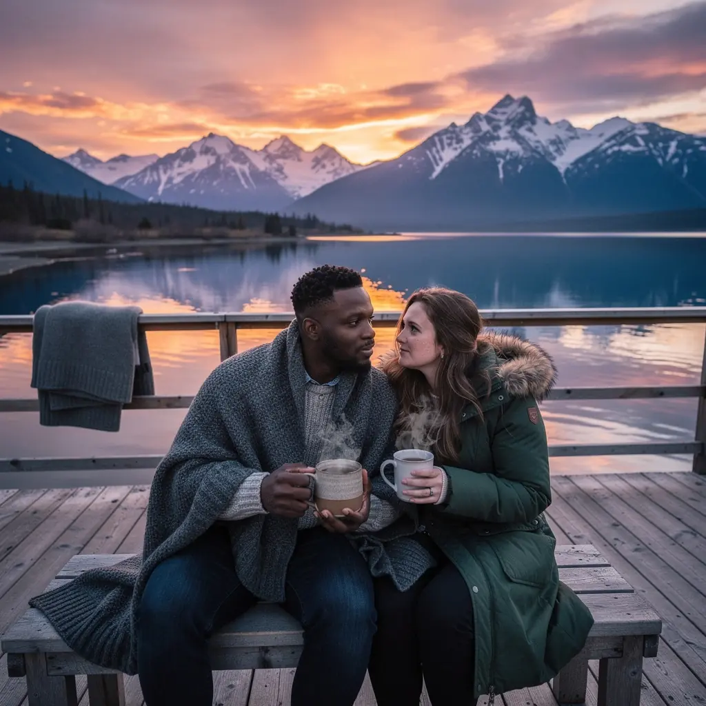 Корабль, плывущий среди айсбергов в кристально чистых водах Аляски.